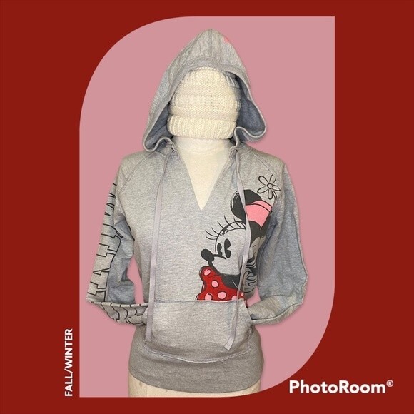 Women’s Gray Minnie Mouse Hooded Sweatshirt by Disney Parks Size Medium - Picture 1 of 3